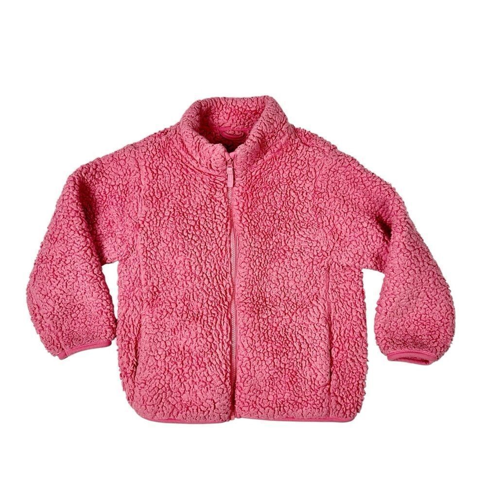 Uniqlo Kids 3-4Y Fluffy Yarn Fleece Full-Zip Pink Sherpa Jacket